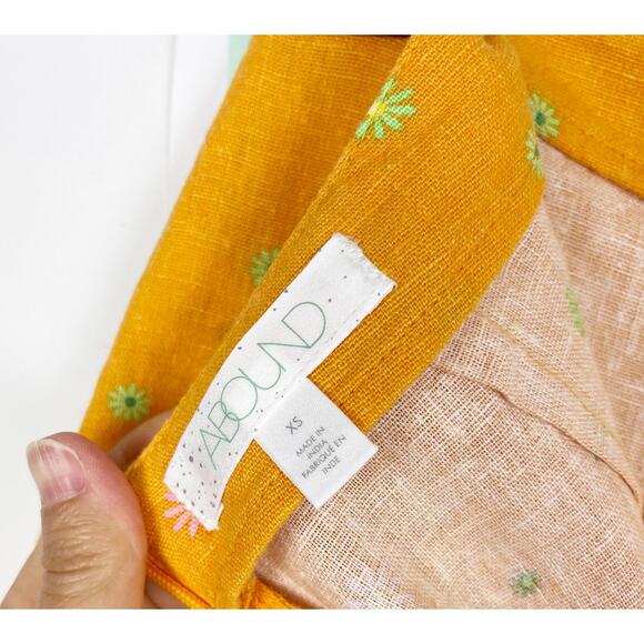 Abound Nordstrom Linen Blend Mini Skirt XS Orange Print Asterisk Floral NWT - Picture 7 of 7